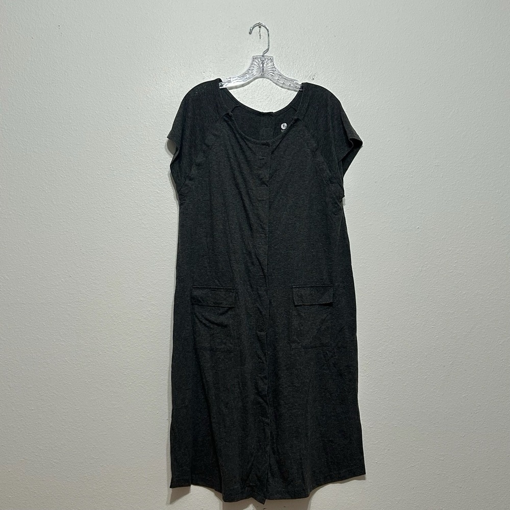 Kindred Bravely Dark‎ Gray Birthing Gown Button Snap Shoulders Womens Size S